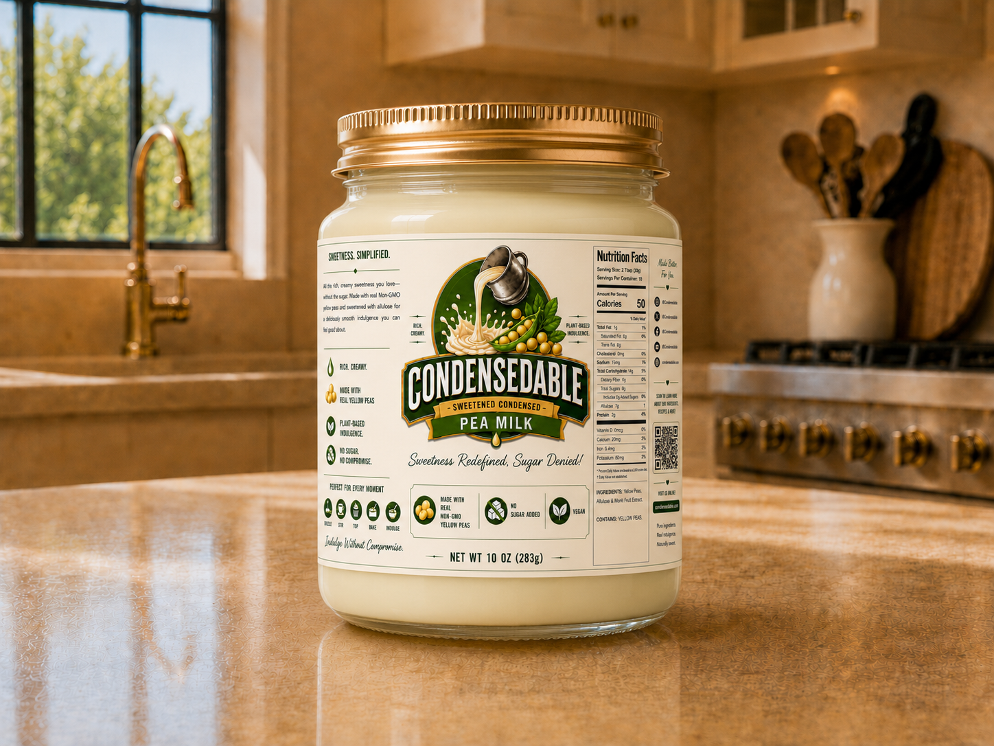Condensedable™ Sweetened Condensed Pea Milk (In Glass Jar)