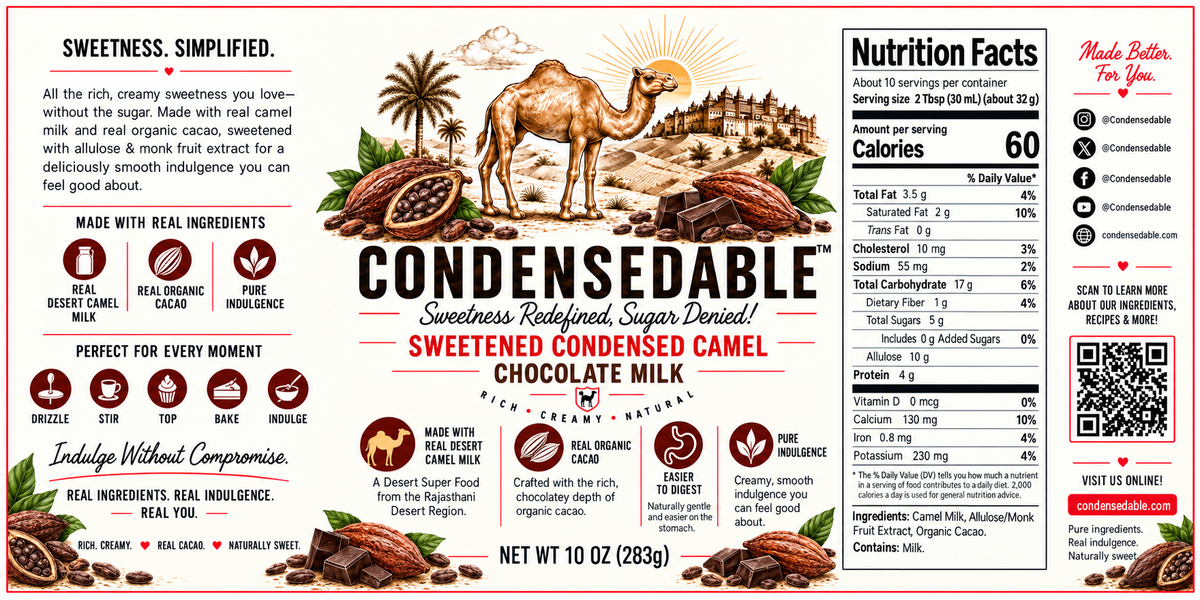 CONDENSEDABLE™ Sweetened Condensed Camel Chocolate Milk 10oz. (In Glass Jar)