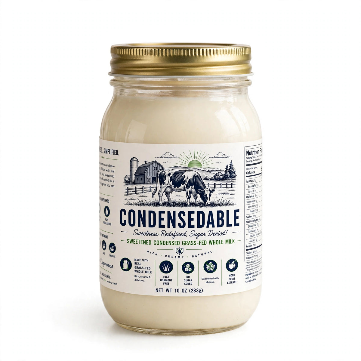 Condensedable™ Sweetened Condensed Grass-Fed Whole Milk (In Glass Jar)