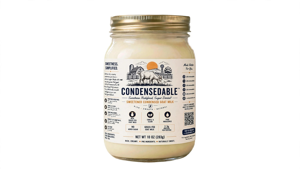 CONDENSEDABLE™ Sweetened Condensed Goat Milk 10oz. (In Glass Jar)