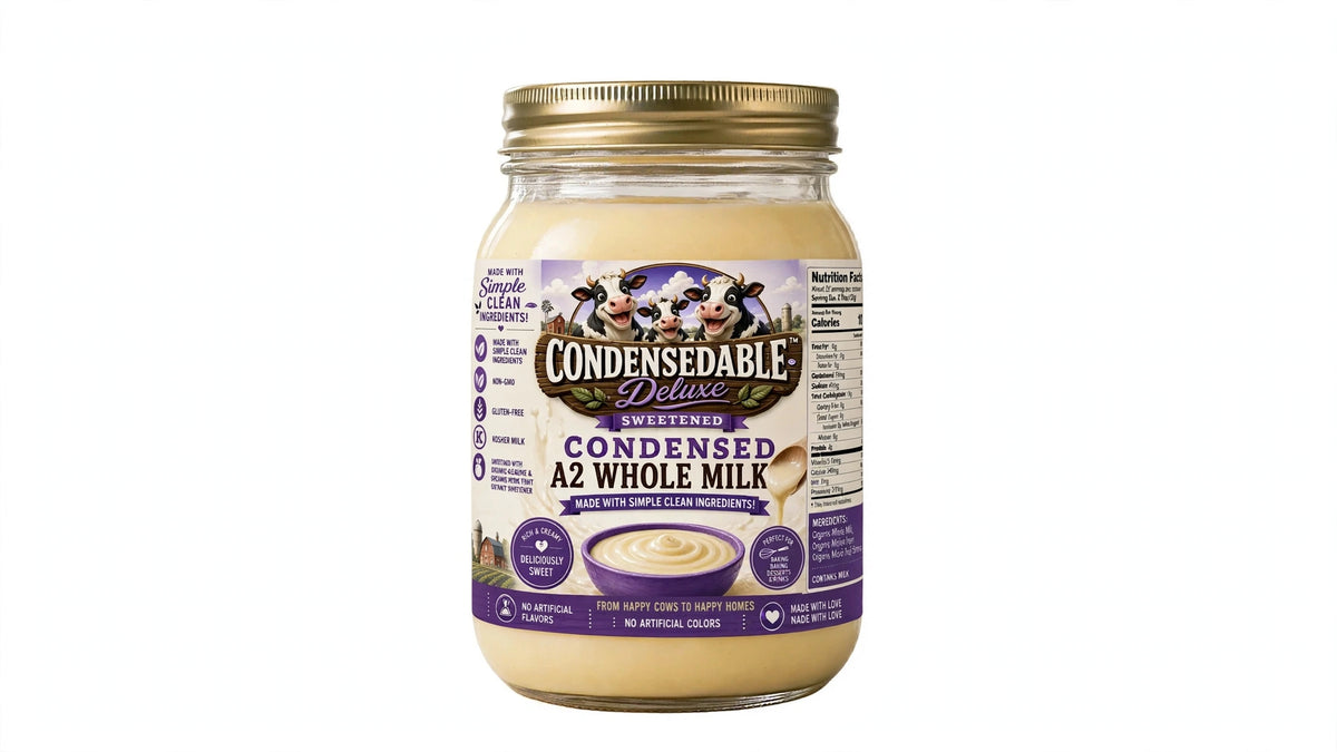 CONDENSEDABLE™ Deluxe Sweetened Condensed A2 Whole Milk 14oz. (In Glass Jar)