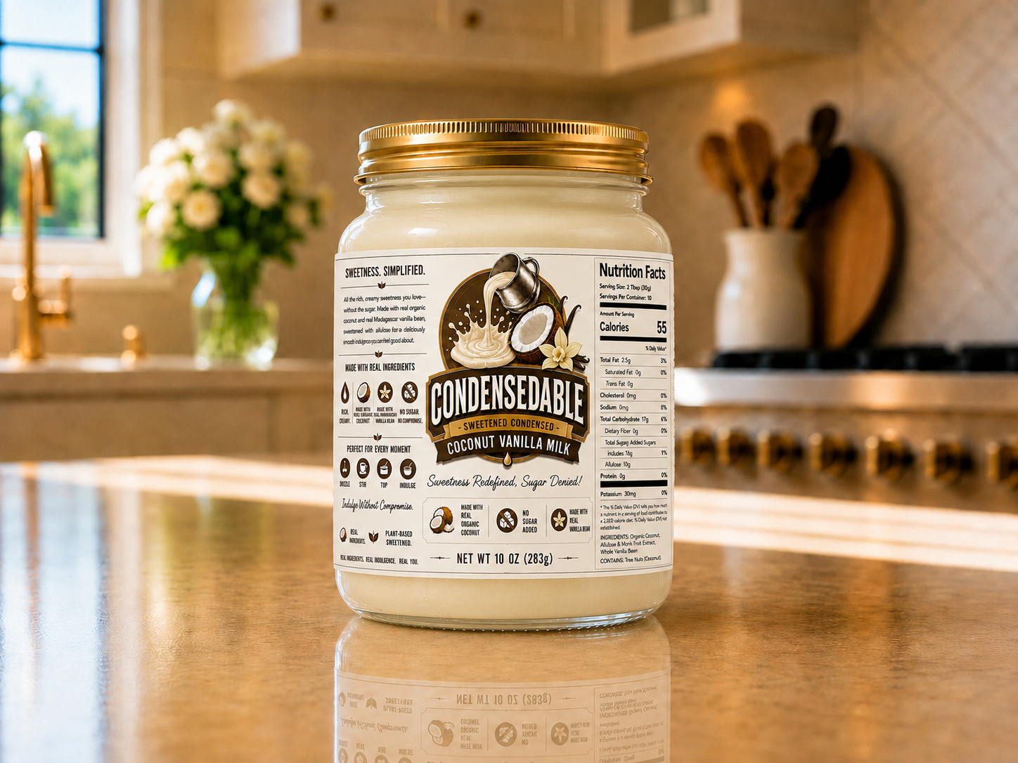CONDENSEDABLE™ Sweetened Condensed Coconut Vanilla Milk (In Glass Jar)