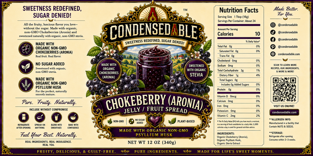 CONDENSEDABLE™ Chokeberry (Aronia) Jelly / Fruit Spread (In Glass Jar)