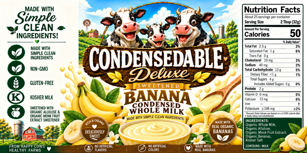 🍌 CONDENSEDABLE™ Deluxe Sweetened Banana Condensed Whole Milk 14oz (In Glass Jar)