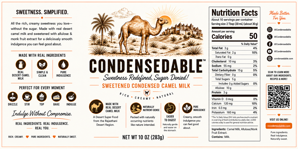 Condensedable™ Sweetened Condensed Camel Milk 10oz. (In Glass Jar)