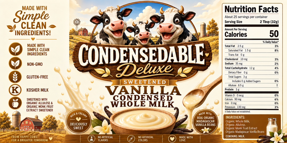 CONDENSEDABLE™ Deluxe Sweetened Vanilla Condensed Whole Milk 14oz. (In Glass Jar)