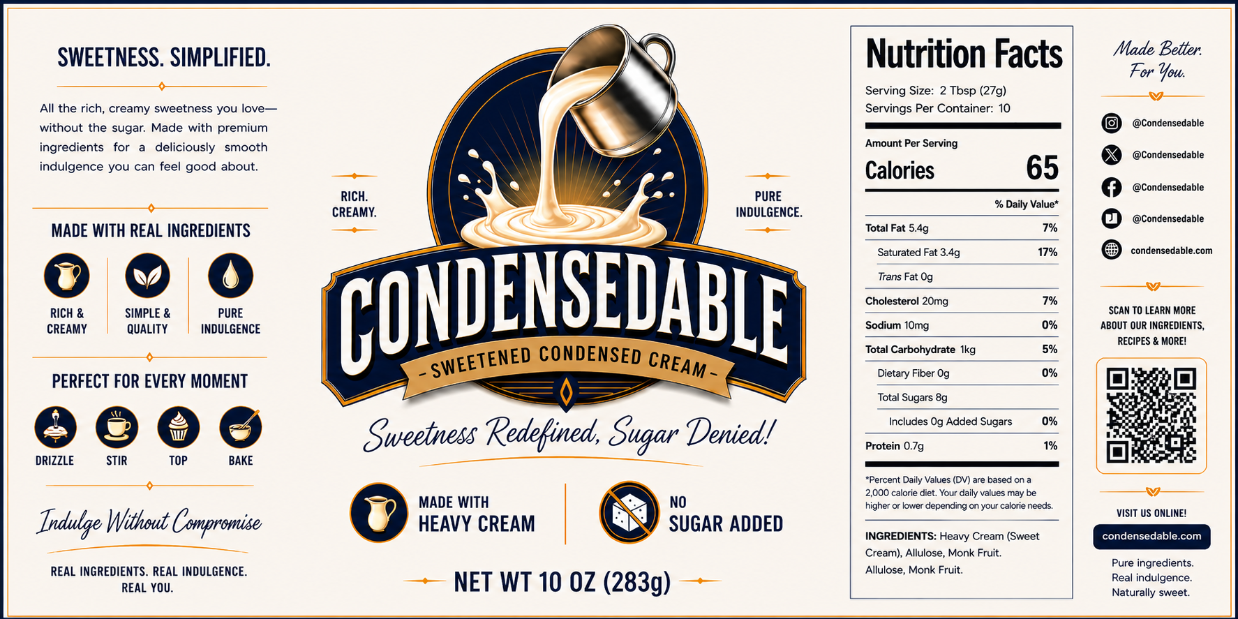 Condensedable™ Sweetened Condensed Cream (In Glass Jar)