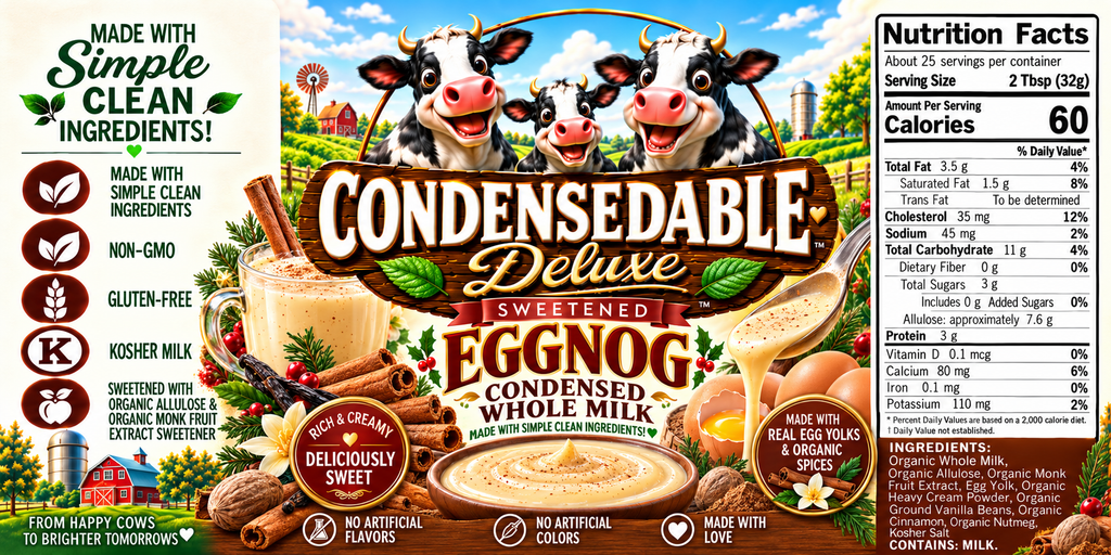 🥛🎄 CONDENSEDABLE™ Deluxe Sweetened Eggnog Condensed Whole Milk 14oz. (In Glass Jar)