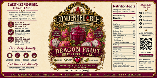 Condensedable™ Dragon Fruit Jelly / Fruit Spread | No Sugar Added | Plant-Based | (In Glass Jar)