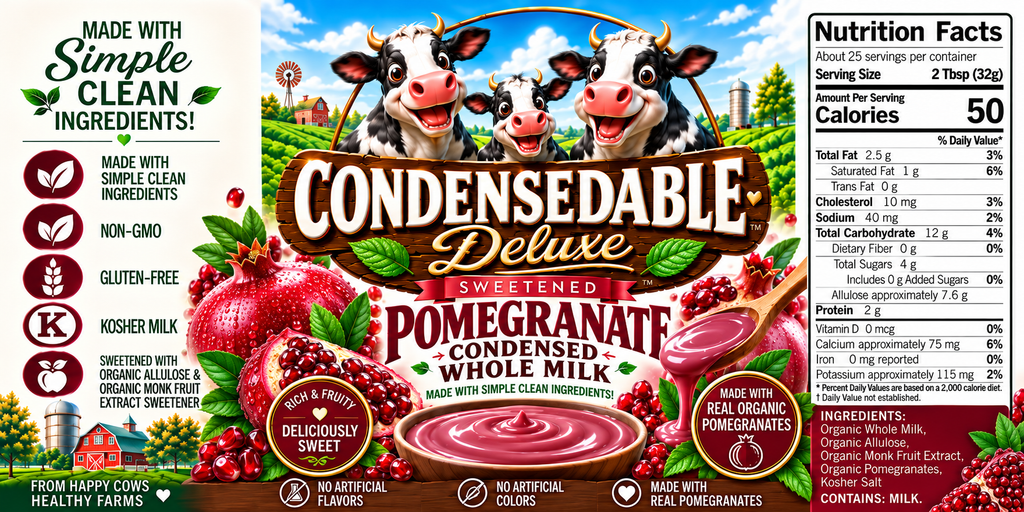 ❤️ CONDENSEDABLE™ Deluxe Sweetened Pomegranate Condensed Whole Milk 14oz. (In A Glass Jar)