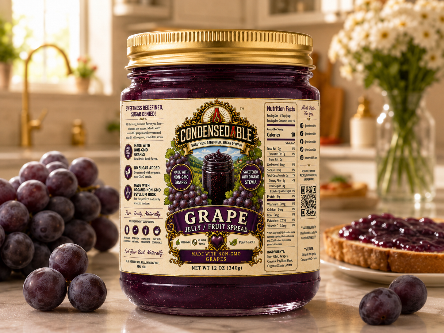 CONDENSEDABLE™ Grape Jelly / Fruit Spread (In Glass Jar)