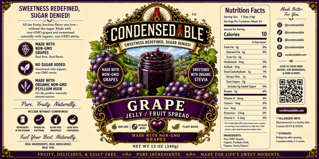 CONDENSEDABLE™ Grape Jelly / Fruit Spread (In Glass Jar)