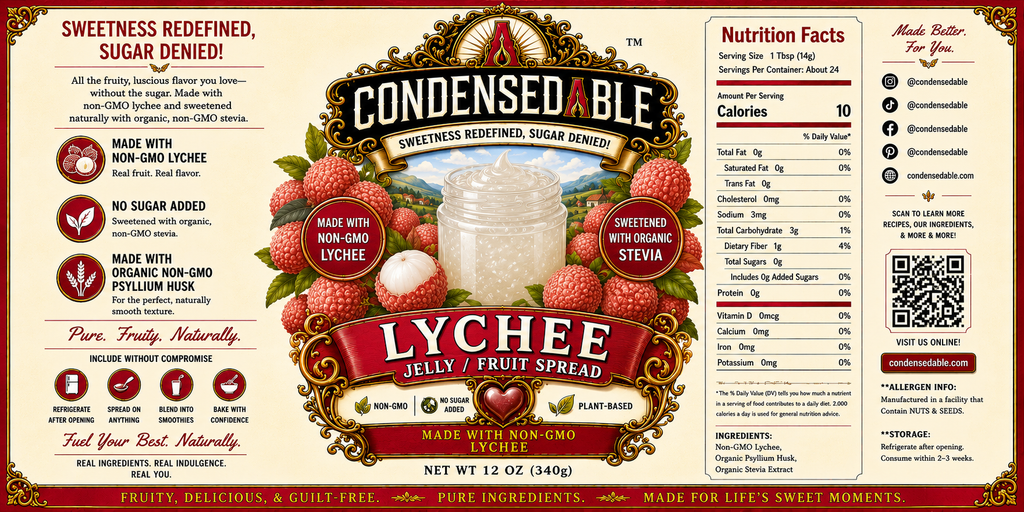 CONDENSEDABLE™ Lychee Jelly / Fruit Spread (In Glass Jar)