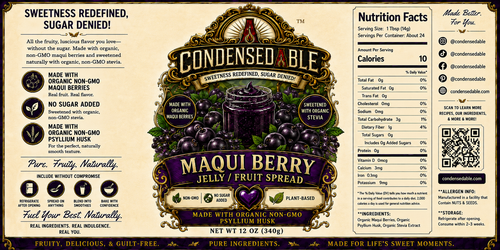 CONDENSEDABLE™ Maqui Berry Jelly / Fruit Spread | No Sugar Added | Plant-Based | (In Glass Jar)