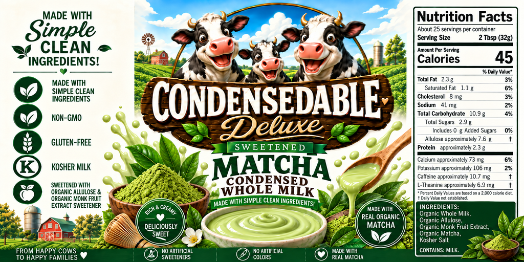 🍵 CONDENSEDABLE™ Deluxe Sweetened Matcha Condensed Whole Milk 14oz. (In Glass Jar)