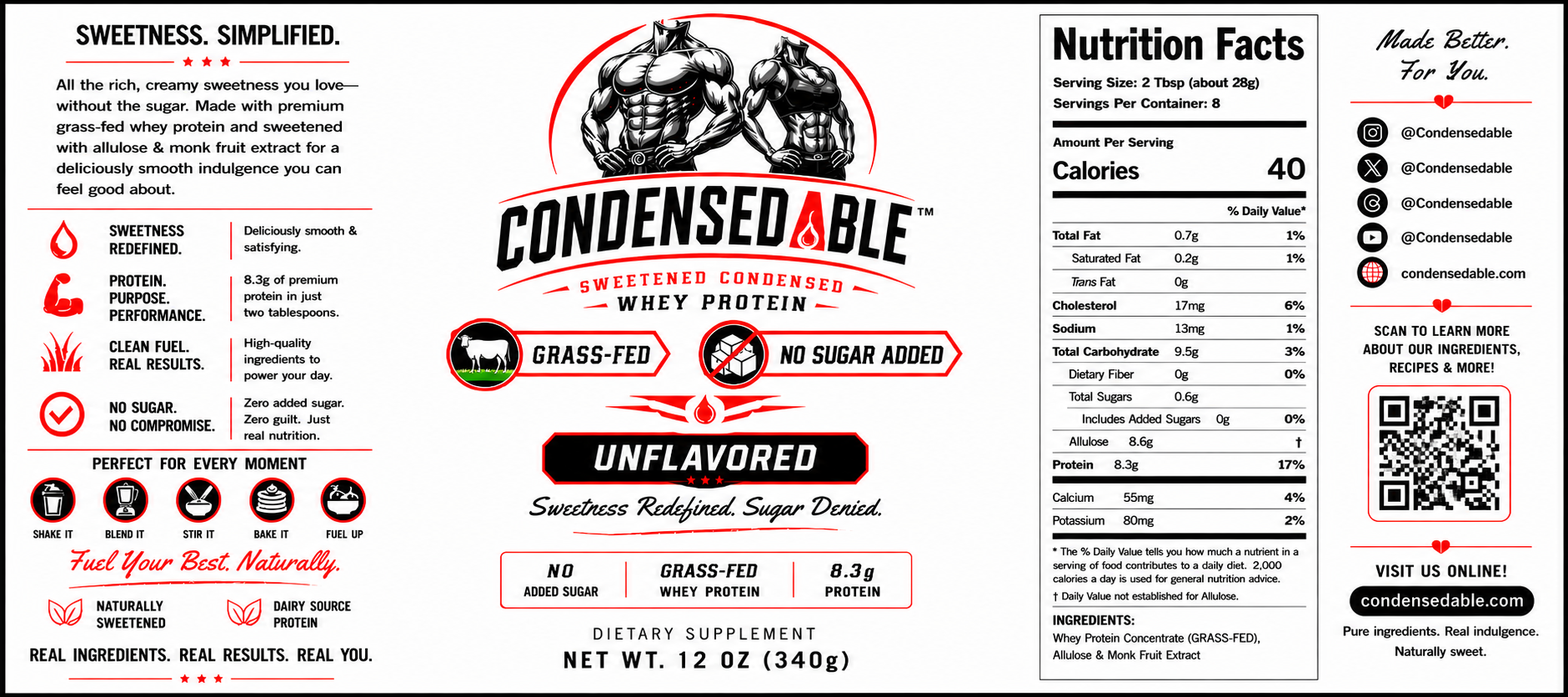 Condensedable™ Sweetened Condensed Whey Protein – Unflavored (In Glass Jar)