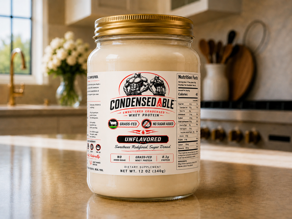 Condensedable™ Sweetened Condensed Whey Protein – Unflavored (In Glass Jar)