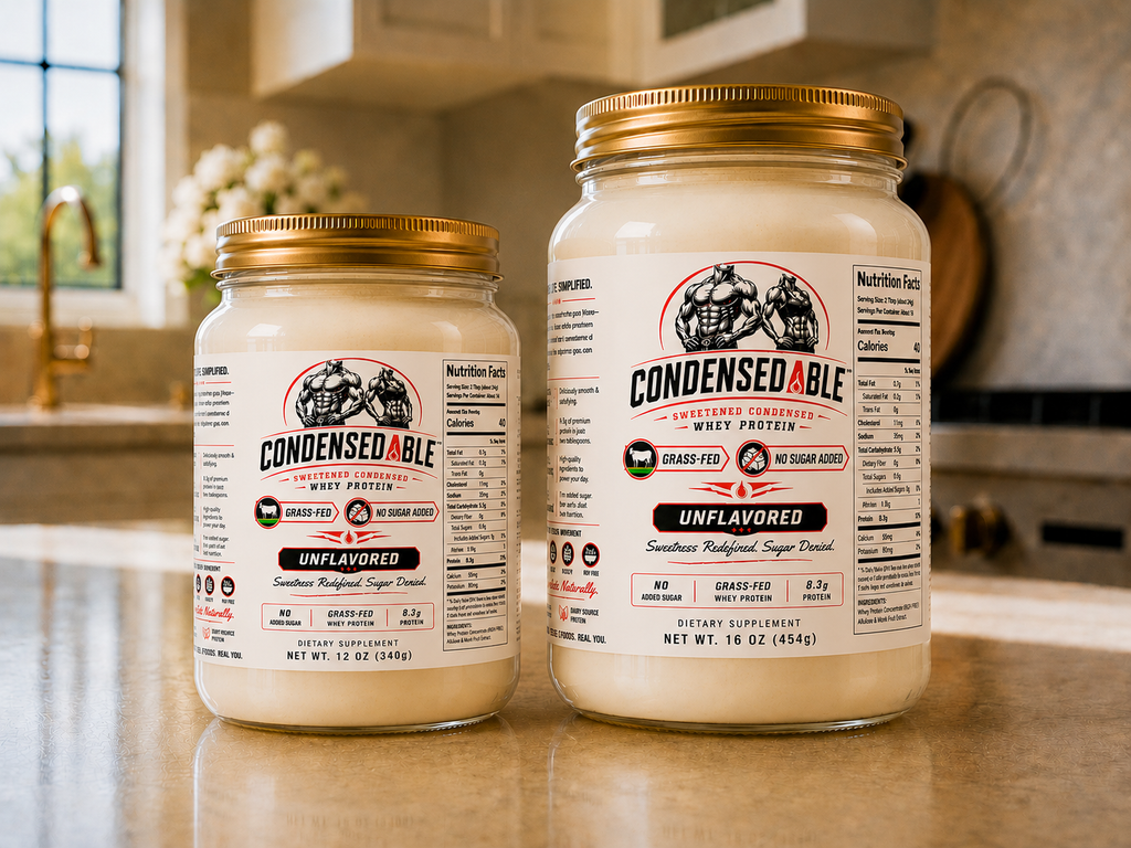 Condensedable™ Sweetened Condensed Whey Protein – Unflavored (In Glass Jar)