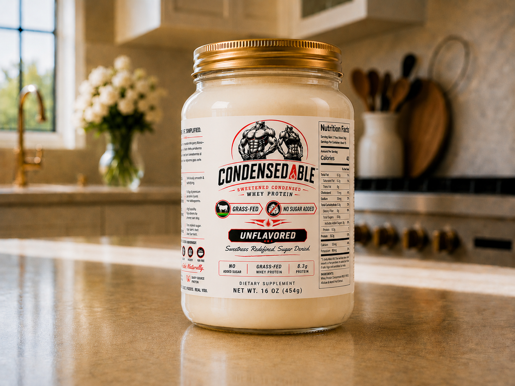 Condensedable™ Sweetened Condensed Whey Protein – Unflavored (In Glass Jar)