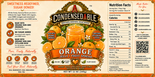 CONDENSEDABLE™ Orange Jelly / Fruit Spread | No Sugar Added | Plant-Based | (In Glass Jar)