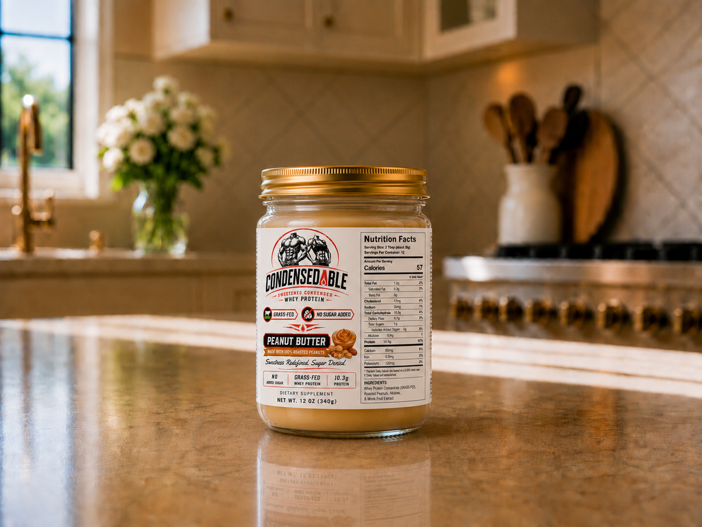 Condensedable™ Sweetened Condensed Whey Protein – Peanut Butter Flavor (In Glass Jar)