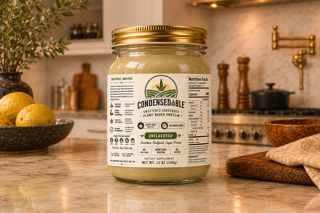 Condensedable™ Sweetened Condensed Plant-Based Protein – Hemp Seed Protein - Unflavored (In Glass Jar)