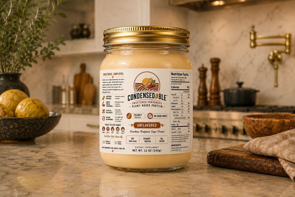 Condensedable™ Sweetened Condensed Plant-Based Protein – Peanut Protein - Unflavored (In Glass Jar)