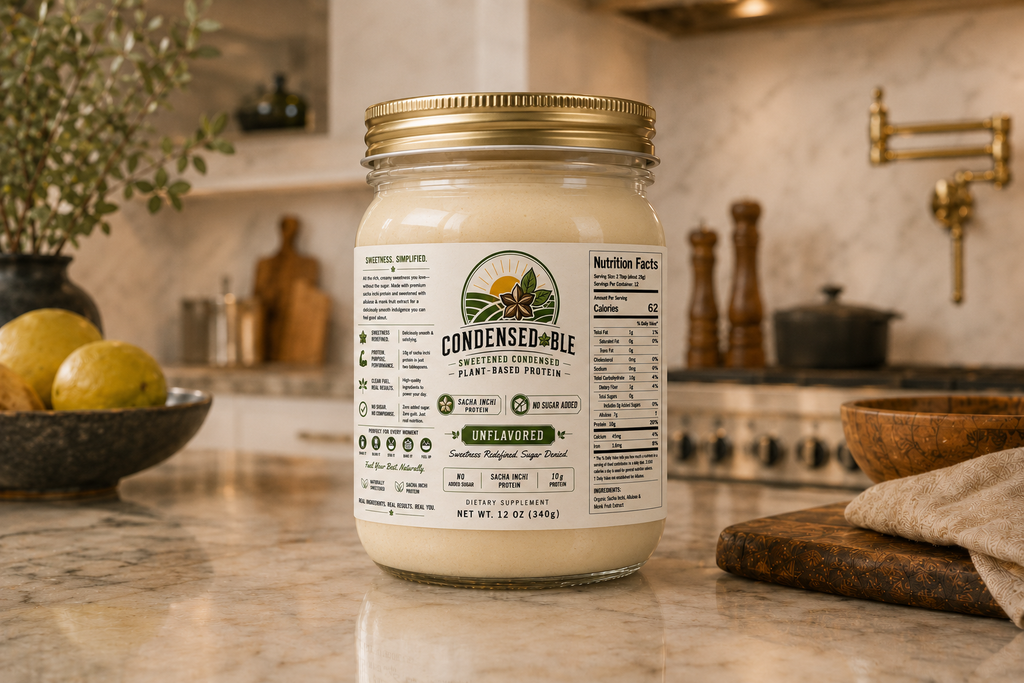 Condensedable™ Sweetened Condensed Plant-Based Protein – Unflavored (In Glass Jar)