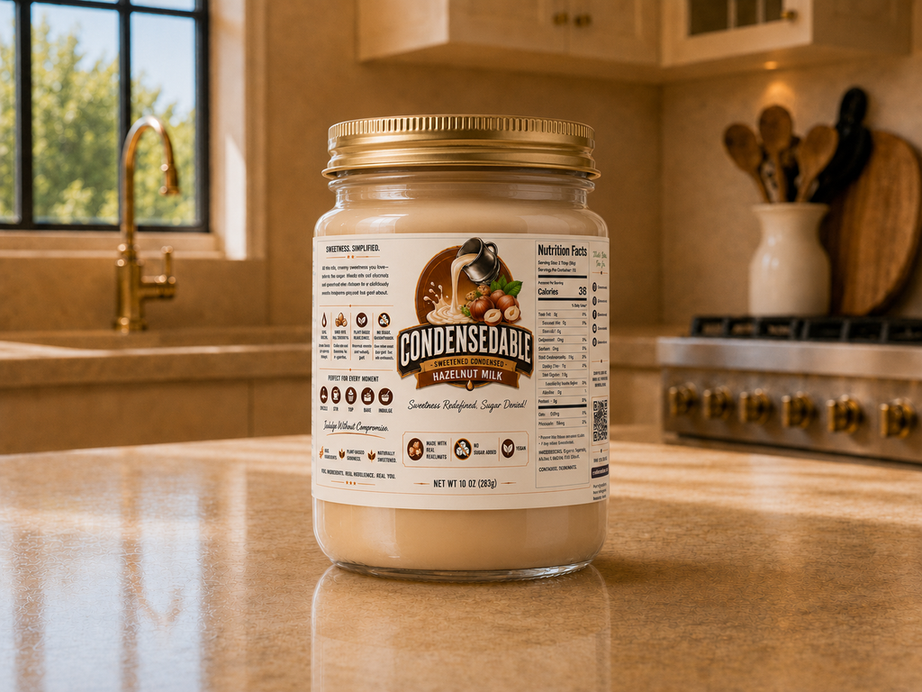 CONDENSEDABLE™ Sweetened Condensed Hazelnut Milk (In Glass Jar)