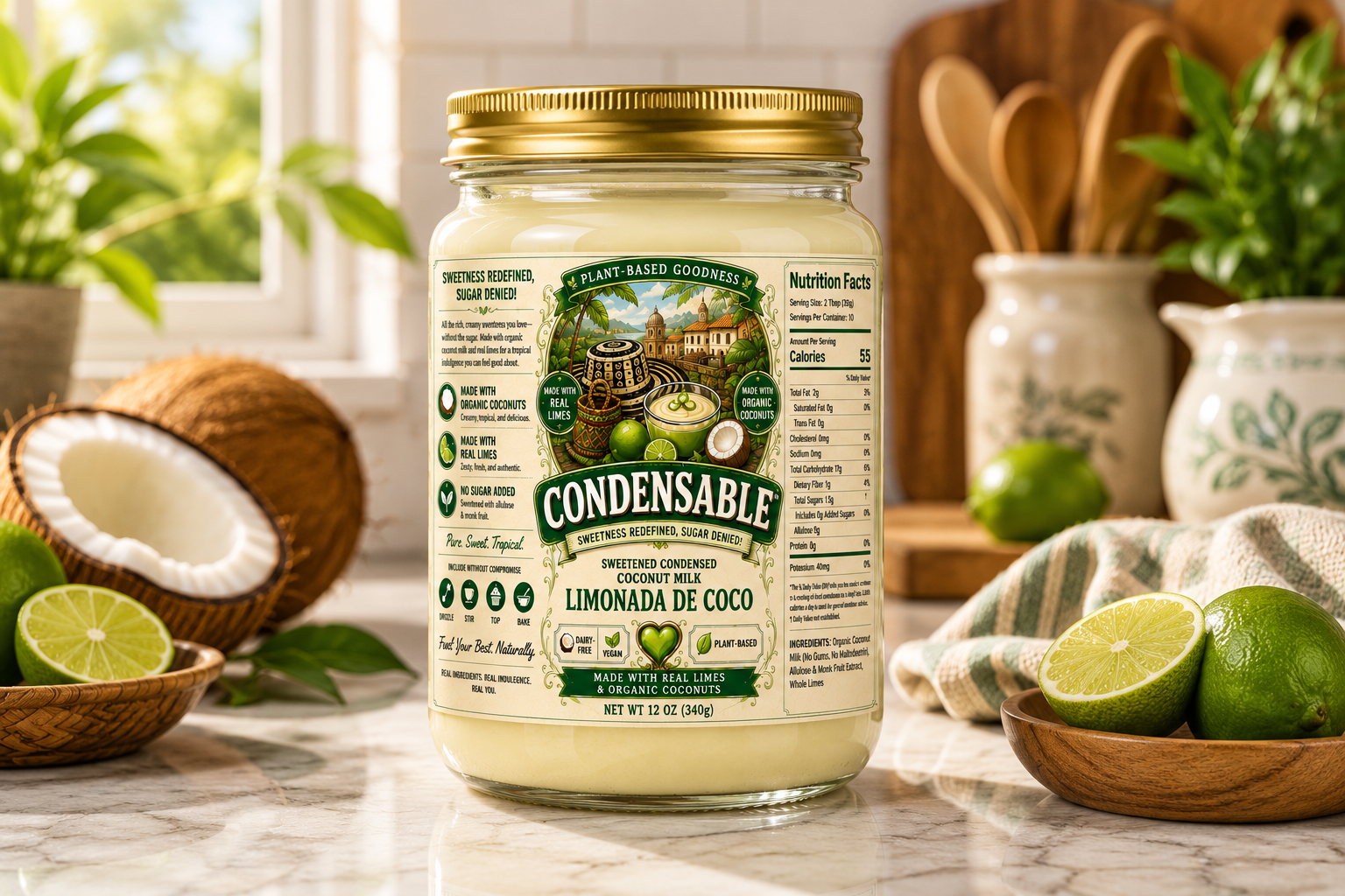 Condensedable™ Sweetened Condensed Limonada de Coco Coconut Milk | Special Edition | (In Glass Jar)