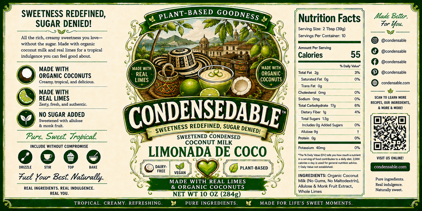 Condensedable™ Sweetened Condensed Limonada de Coco Coconut Milk | Special Edition | (In Glass Jar)