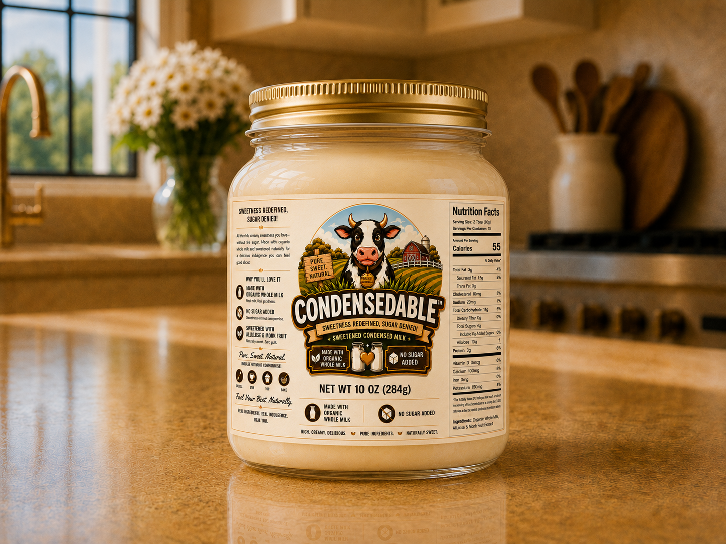 Condensedable™ Sweetened Condensed Milk – Organic Whole Milk (In Glass Jar)