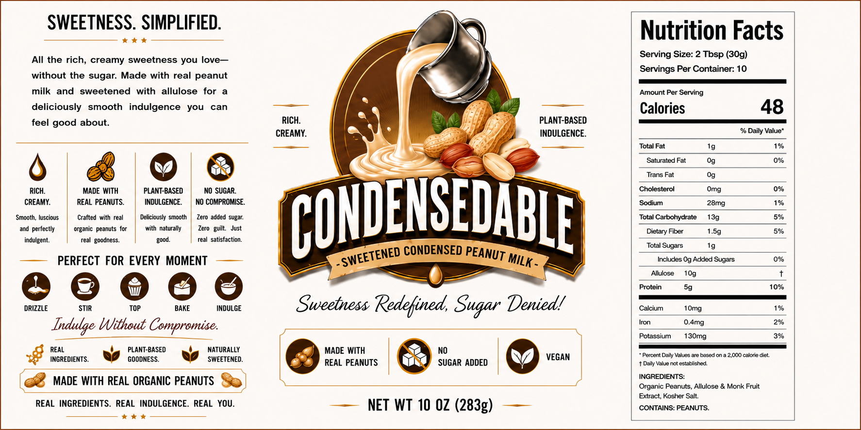 CONDENSEDABLE™ Sweetened Condensed Peanut Milk (In Glass Jar)