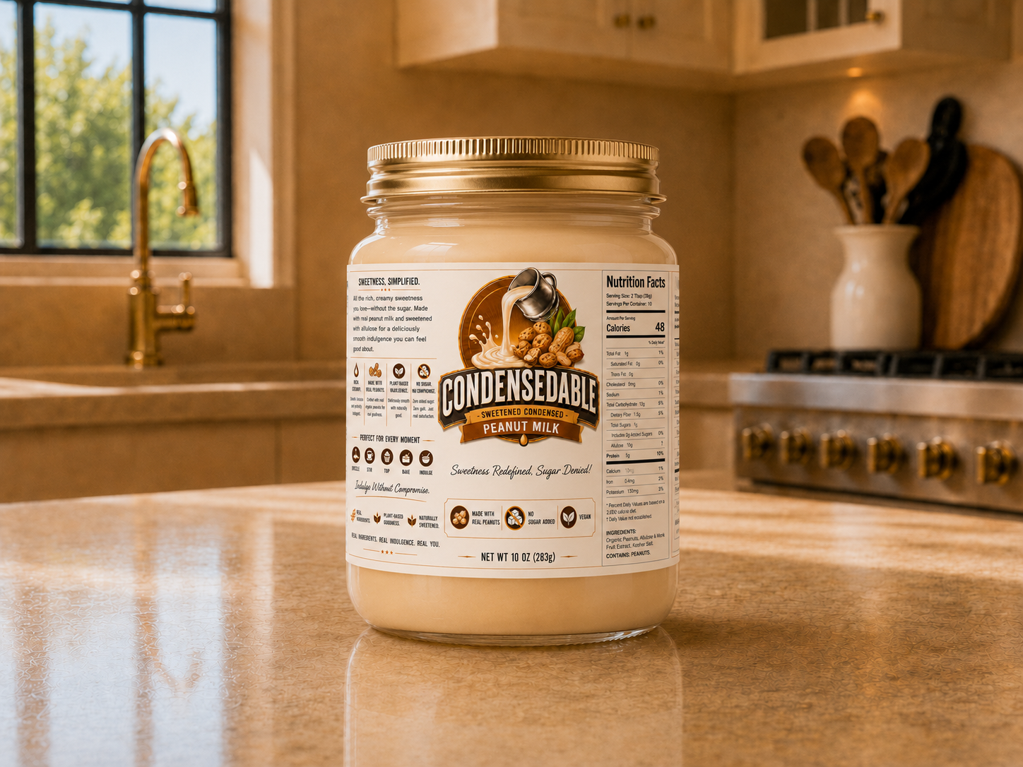 CONDENSEDABLE™ Sweetened Condensed Peanut Milk (In Glass Jar)