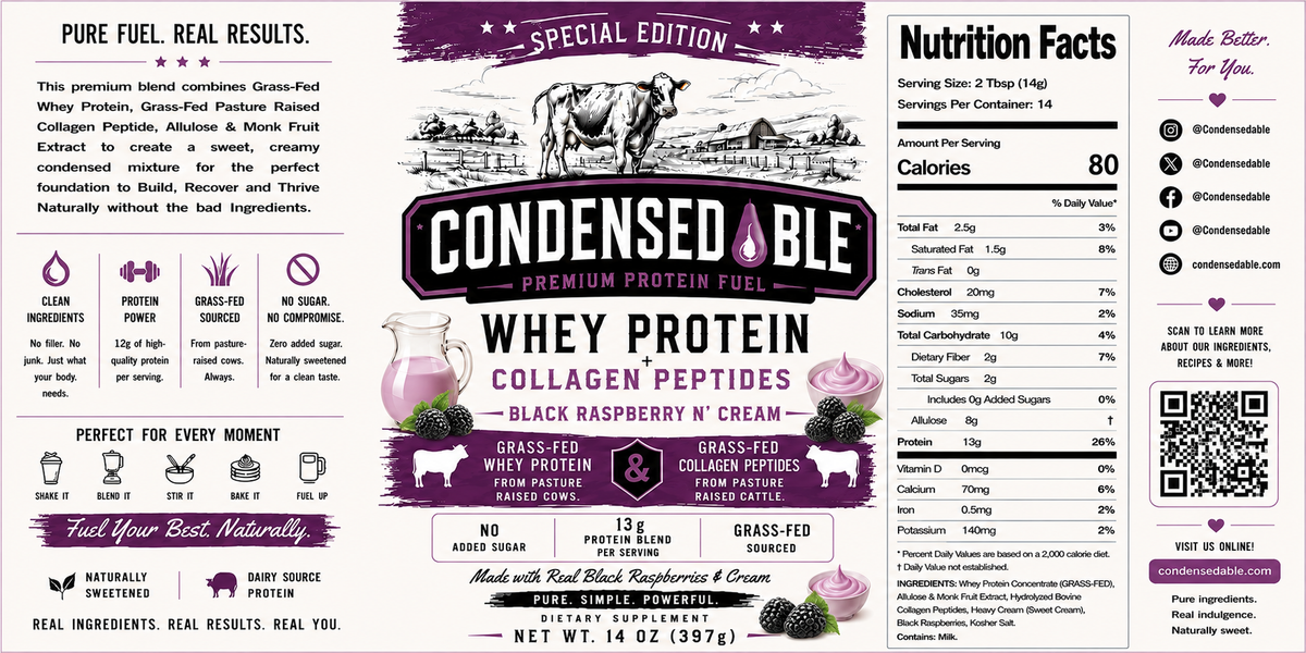 CONDENSEDABLE™ Special Edition Black Raspberry N’ Cream 14oz. (In Glass Jar)