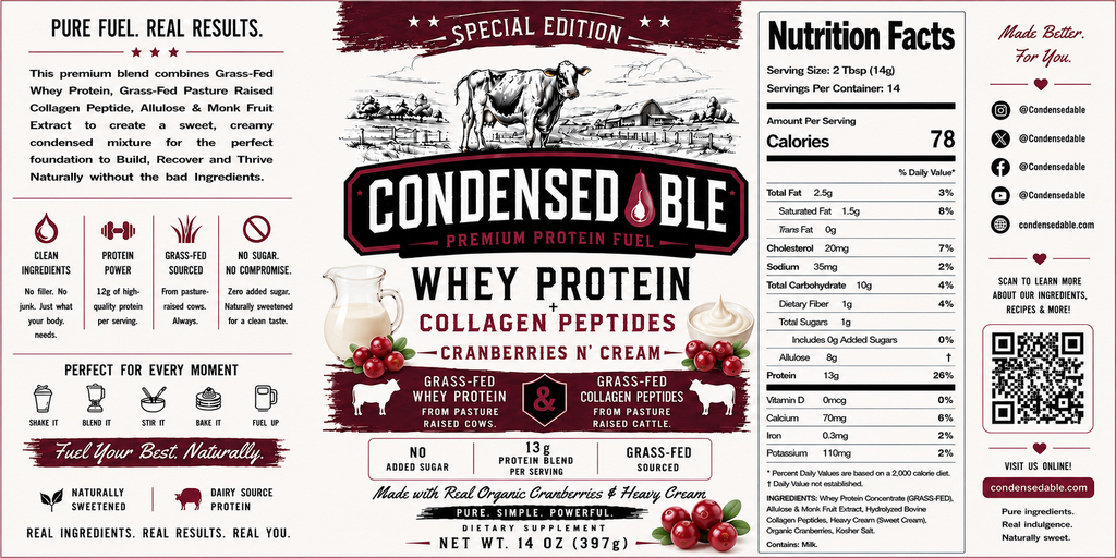 CONDENSEDABLE™ Special Edition Cranberries N’ Cream 14oz. (In Glass Jar)