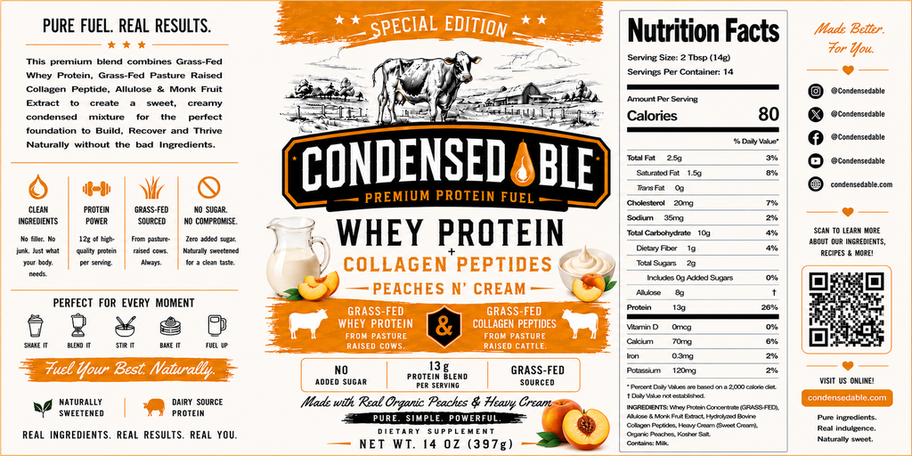 CONDENSEDABLE™ Special Edition Peaches N’ Cream 14oz. (In Glass Jar)