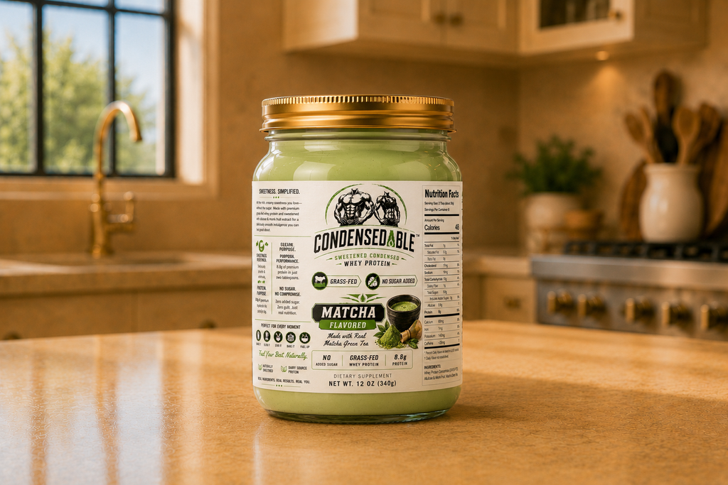 Condensedable™ Sweetened Condensed Whey Protein – Matcha Flavor (In Glass Jar)