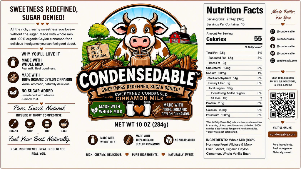 Condensedable™ Sweetened Condensed Cinnamon Milk 10oz. (In Glass Jar)