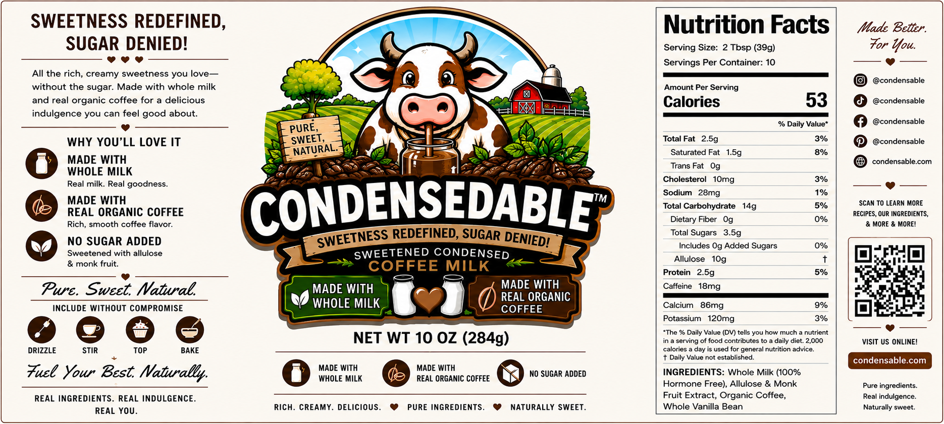Condensedable™ Sweetened Condensed Coffee Milk (In Glass Jar)