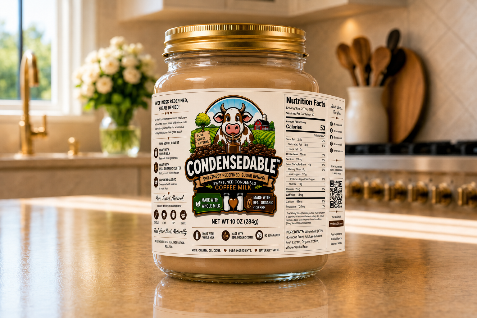 Condensedable™ Sweetened Condensed Coffee Milk (In Glass Jar)