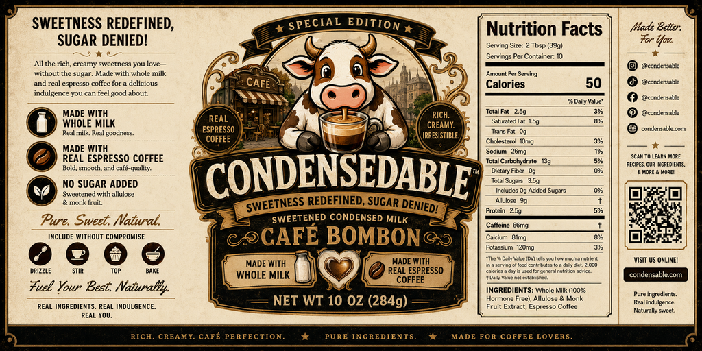 Condensedable™ Sweetened Condensed Café Bombón Milk | Special Edition | (In Glass Jar)