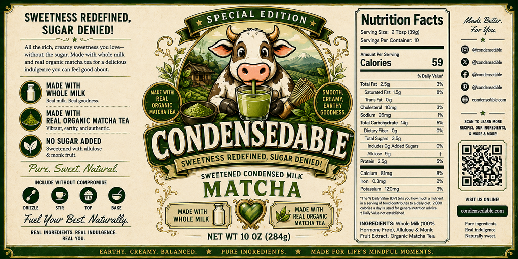 Condensedable™ Sweetened Condensed Matcha Milk (In Glass Jar)