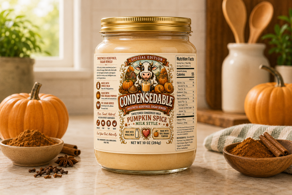 Condensedable™ Sweetened Condensed Pumpkin Spice Milk Style (In Glass Jar)