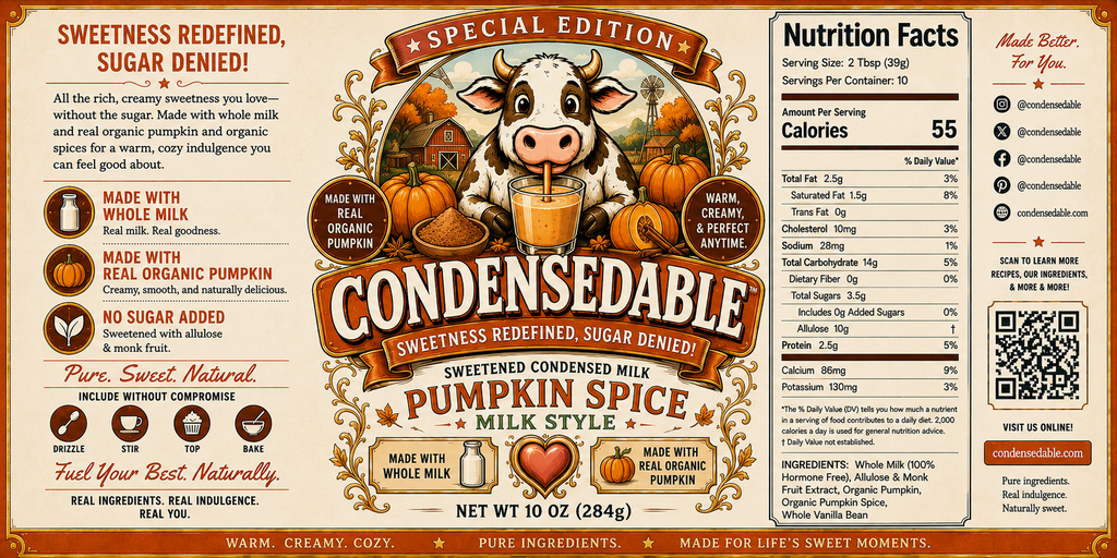 Condensedable™ Sweetened Condensed Pumpkin Spice Milk Style (In Glass Jar)