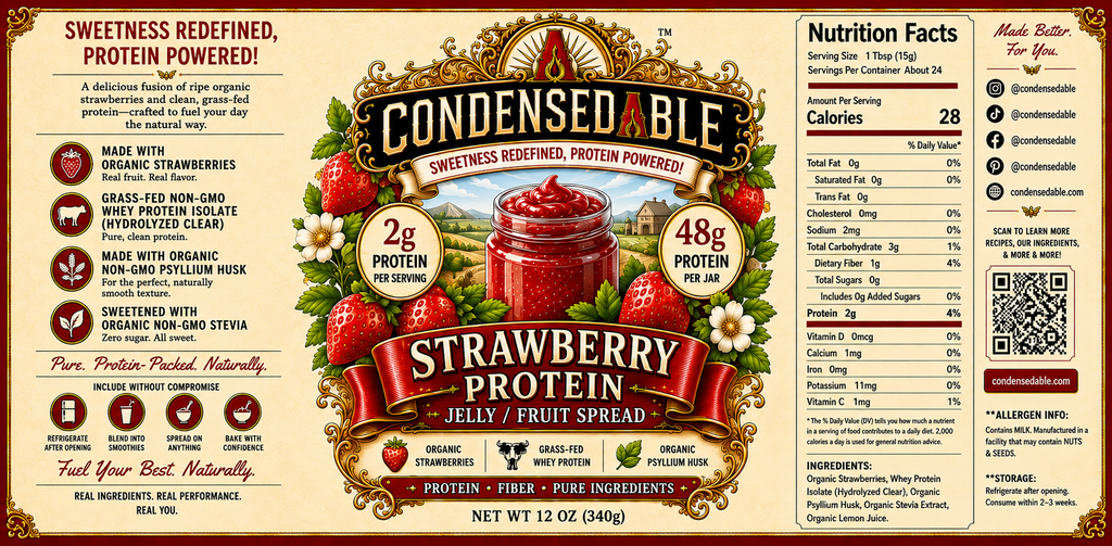 CONDENSEDABLE™ Strawberry Protein Jelly / Fruit Spread (In Glass Jar)