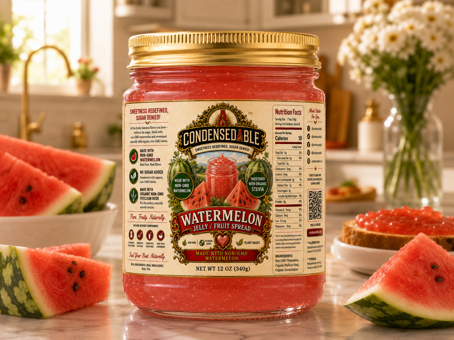 CONDENSEDABLE™ Watermelon Jelly / Fruit Spread (In Glass Jar)