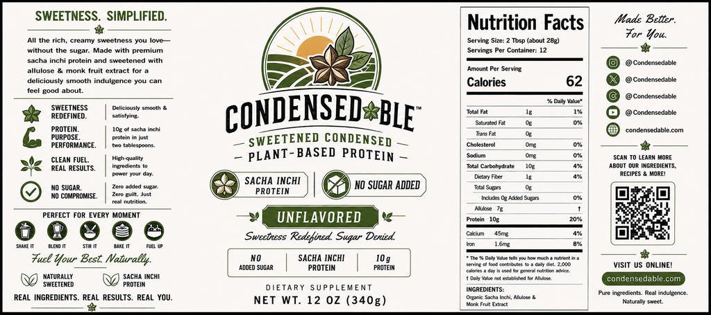 Condensedable™ Sweetened Condensed Plant-Based Protein – Unflavored (In Glass Jar)
