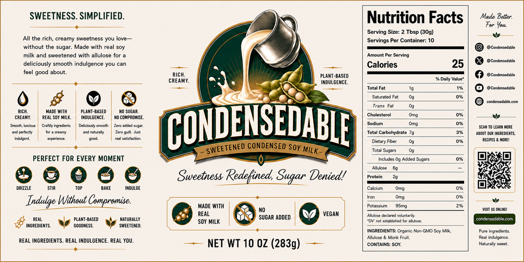Condensedable™ Sweetened Condensed Soy Milk 10oz. (In Glass Jar)