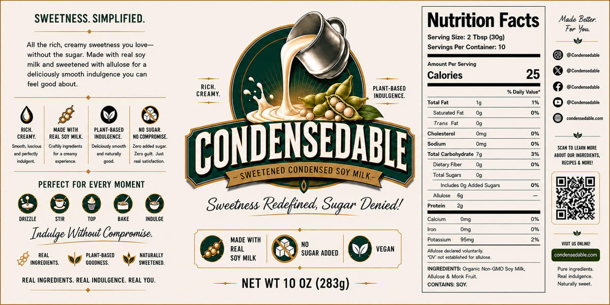 Condensedable™ Sweetened Condensed Soy Milk 10oz. (In Glass Jar)